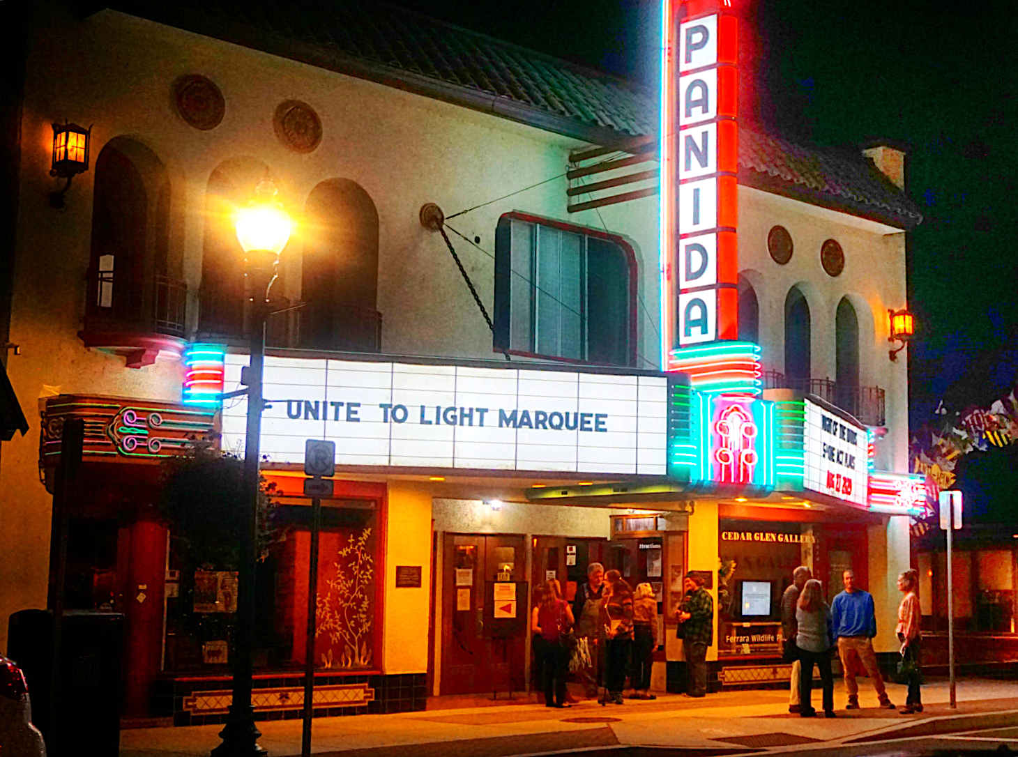 The newly restored marquee at the Panida Theater