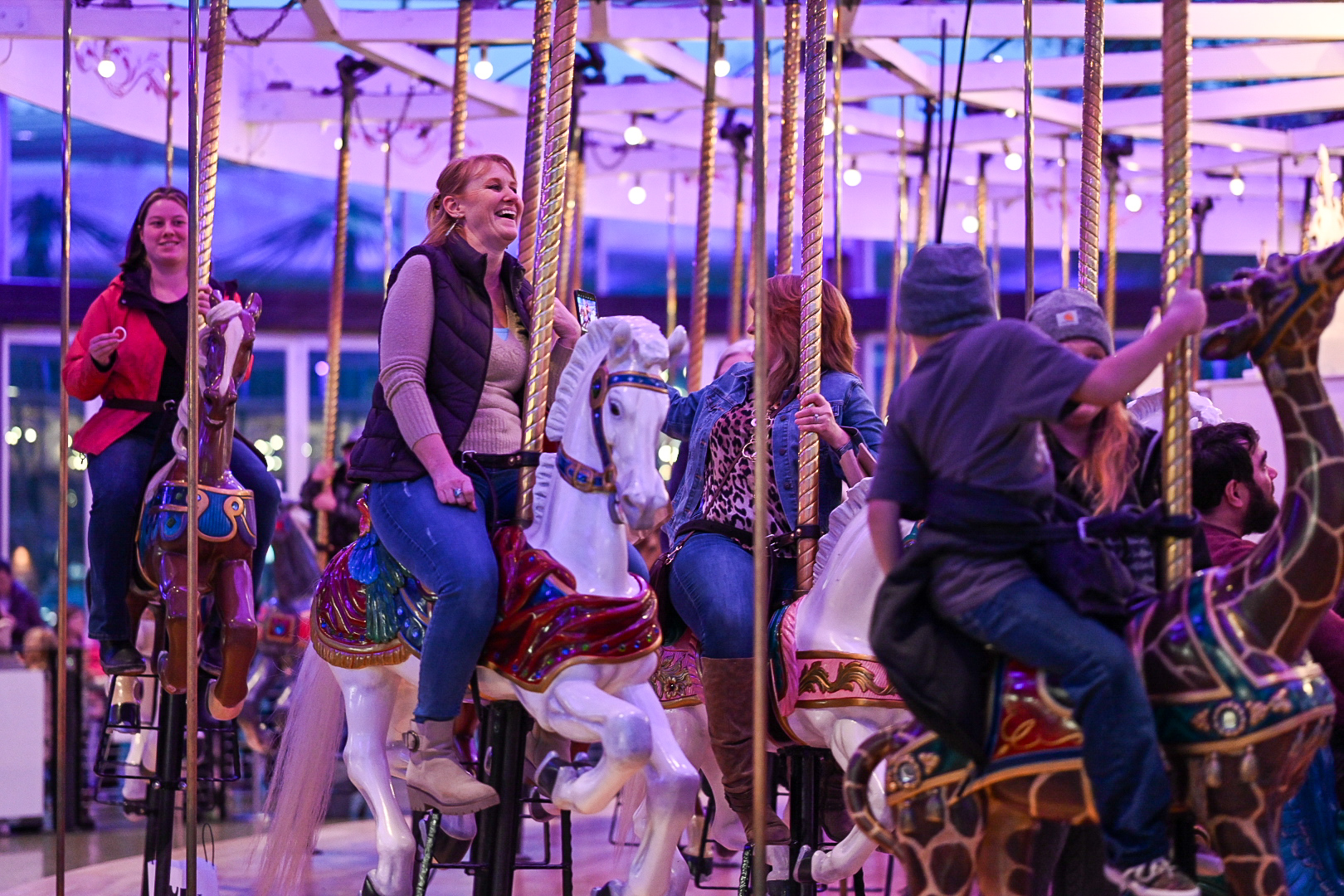 Woman on carousel